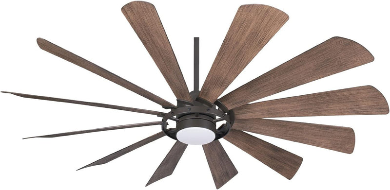 Minka Aire Windmolen F870L-ORB 65-Inch LED Indoor/Outdoor Smart Modern Ceiling Fan in Oil Rubbed Bronze with Seasoned Wood Blades and Remote