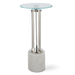 Mara Accent Table | Nickel and Tempered Glass Top with White Marble Base (11 in. W x 24 in. H)