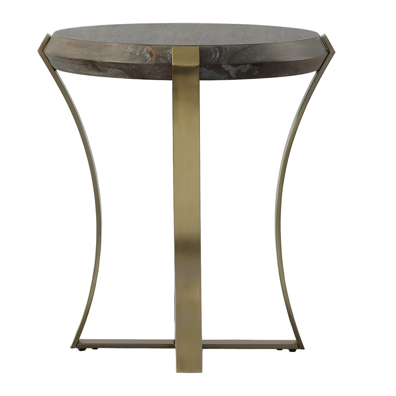 Uttermost Unite Brass Leg Wood Side Table - ALCOVE LIGHTING
