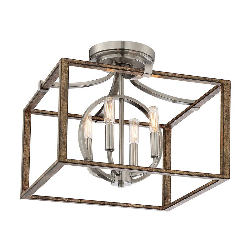 Minka Lavery Country Estates 4 Light Semi Flush Mount-Sun Faded Wood