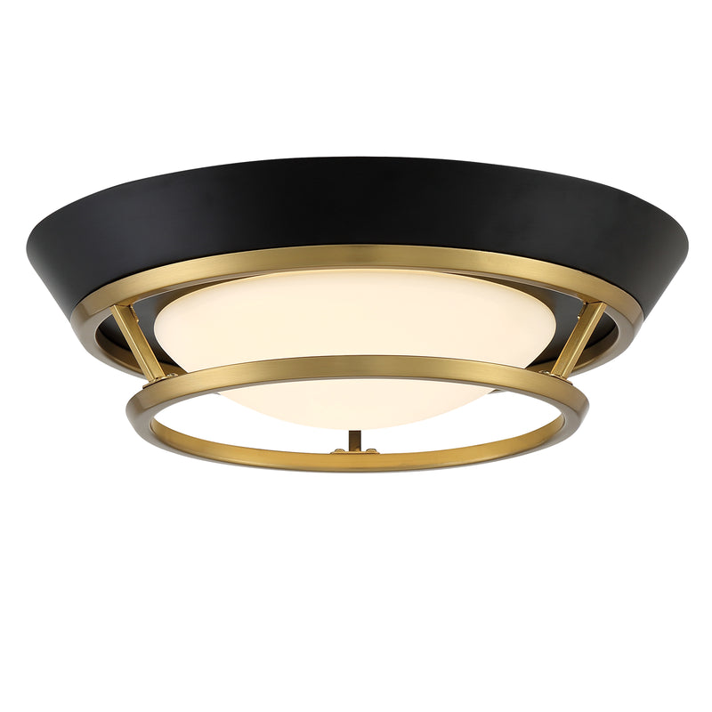 George Kovacs P5371-689-L Beam Me Up! LED Flush Mount -Coal and Satin Brass - ALCOVE LIGHTING