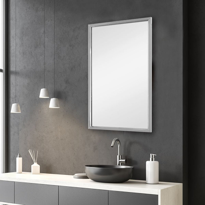 Altivus Stainless Steel Mirror | Modern Rectangle Steel Frame Bathroom Vanity Mirror (18 in. W x 30 in. H x 1 in. D)