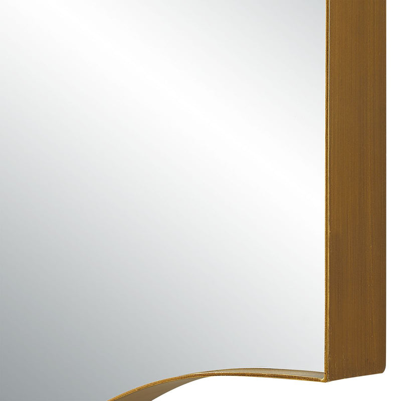 Cascaro Brushed Gold Mirror | Modern Arch Iron Frame Bathroom Vanity Mirror Mounted Vertical or Horizontal (22 in. W x 34 in. H x 2 in. D)