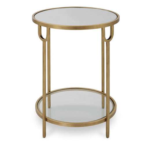Straven Accent Table | Antique Gold with Mirrored Top and Tempered Glass Bottom (17 in. W x 24 in. H)