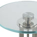 Mara Accent Table | Nickel and Tempered Glass Top with White Marble Base (11 in. W x 24 in. H)