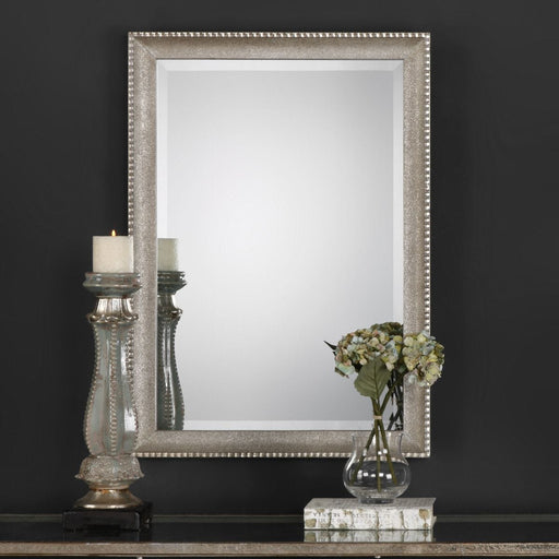 Silven Metallic Silver Mirror | Classic Rectangle Engineered Wood Frame Bathroom Vanity Mirror Mounted Vertical or Horizontal (24 in. W x 34 in. H x 2 in. D)