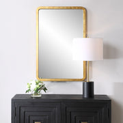 Solaren Gold Leaf Mirror | Modern Rectangle Engineered Wood Frame Bathroom Vanity Mirror (24 in. W x 36 in. H x 1 in. D)