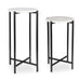 Crestan Accent Tables Set of 2 | Matte Black and White Marble Top (Medium: 11 in. W x 18 in. H; Large: 11 in. W x 22 in. H)