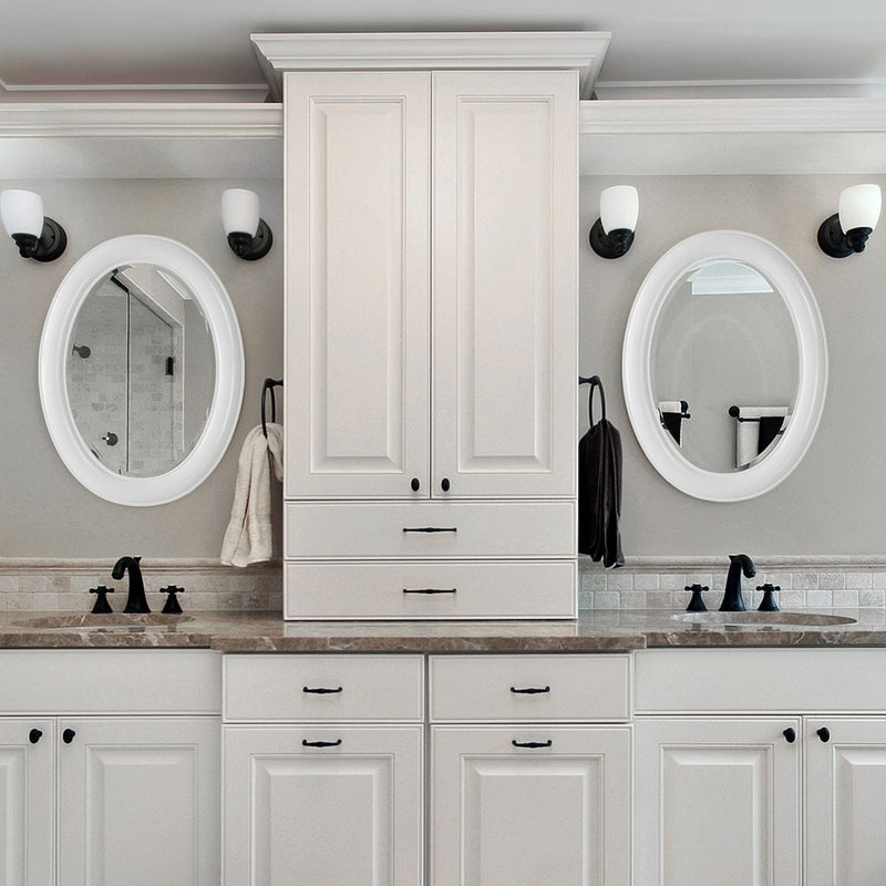 Avara Pure White Mirror | Modern Oval Polystyrene Frame Bathroom Vanity Mirror Mounted Vertical or Horizontal (22 in. W x 29 in. H x 1 in. D)