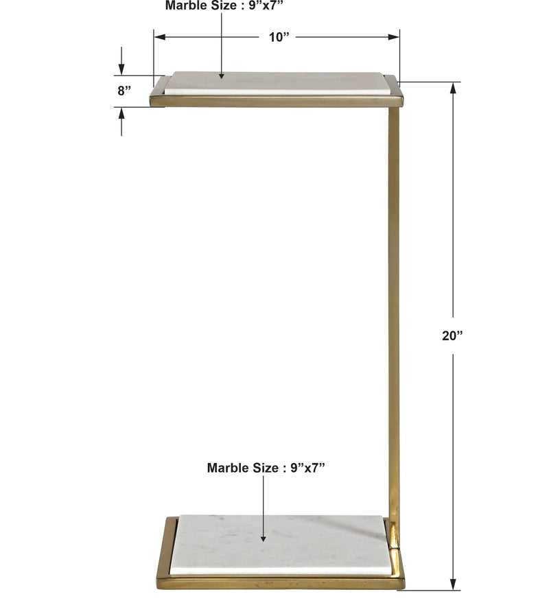 Uttermost Elevate White Marble Drink Table