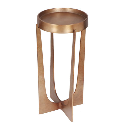 Velora Accent Table | Cast Aluminum and Old Brass Antique (12 in. W x 24 in. H)