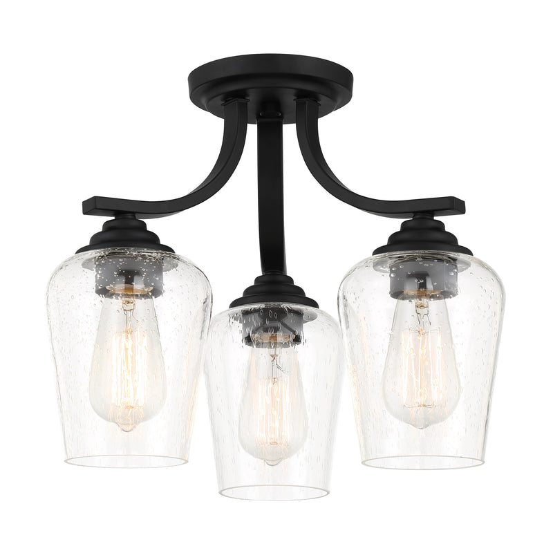 Minka Lavery Shyloh 3 Light Semi Flush Chandelier-Coal - ALCOVE LIGHTING