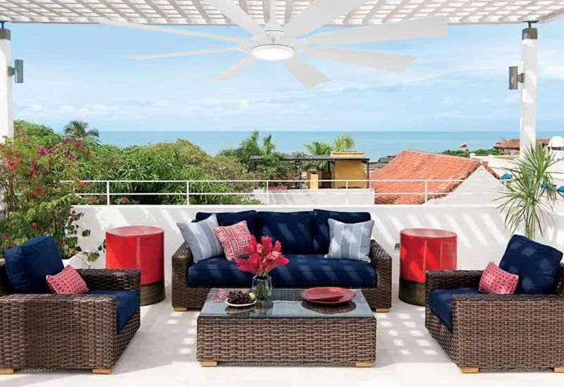 Minka Aire Future F756L-WHF 65-Inch Wet LED Outdoor Ceiling Fan in Flat White with Remote