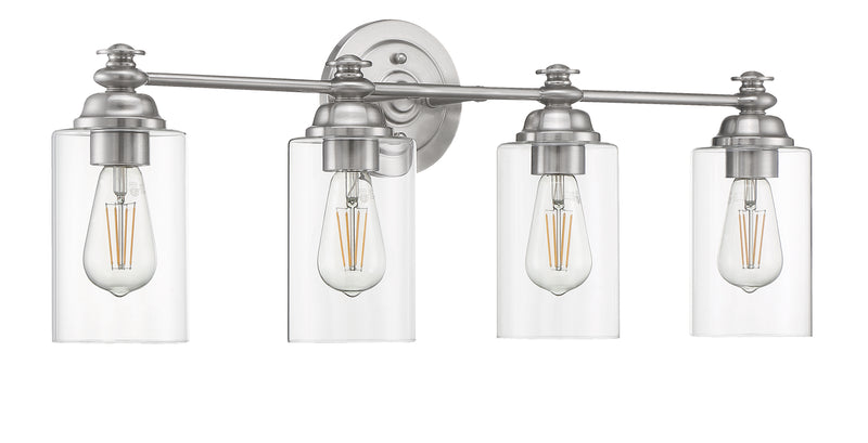 Craftmade 49804-BNK-C Dardyn 4 Light Bathroom Vanity Light -Brushed Polished Nickel (Clear Glass)