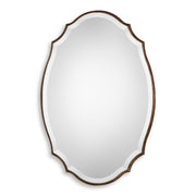 Domari Antique Bronze and Gold Mirror | Modern Oval Engineered Wood Frame Bathroom Vanity Mirror Mounted Vertical or Horizontal (20 in. W x 30 in. H x 1 in. D)