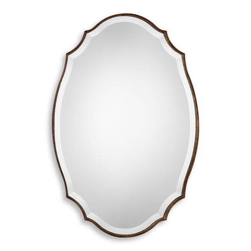 Domari Antique Bronze and Gold Mirror | Modern Oval Engineered Wood Frame Bathroom Vanity Mirror Mounted Vertical or Horizontal (20 in. W x 30 in. H x 1 in. D)