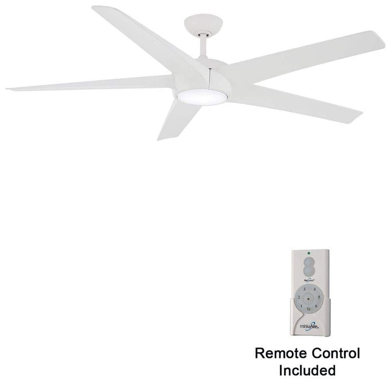 Minka Aire Skymaster 65" Flat White LED Ceiling Fan with Remote Control - ALCOVE LIGHTING