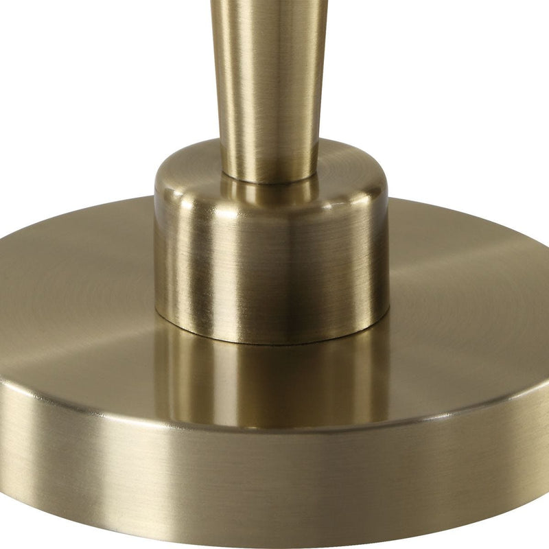 Solarix Antique Brass Modern Metal Table Lamp with White Linen Shade (33" H Lamp with 10" H x 15" W Shade)