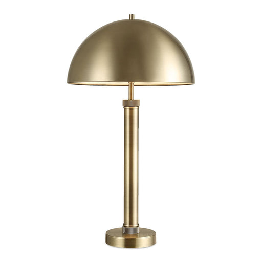 Arvessa Mid Century Modern Antique Brass Metal Table Lamp with Dome Shade (27" H Lamp with 8" H x 15" W Shade)