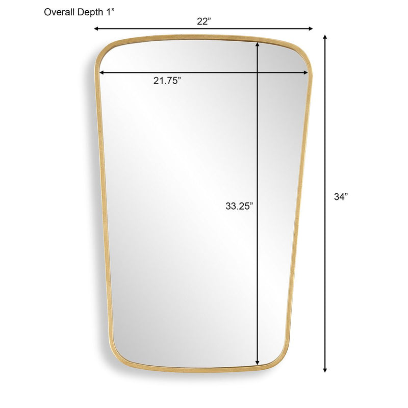 Zenval Gold Leaf Mirror | Modern Iron Frame Bathroom Vanity Mirror (22 in. W x 34 in. H x 1 in. D)