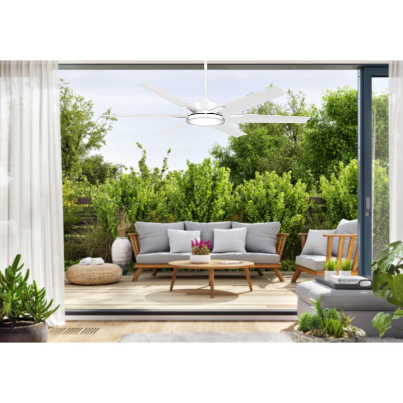 Minka Aire F866L-WHF Deco 65" Flat White LED Outdoor Ceiling Fan with Remote - ALCOVE LIGHTING
