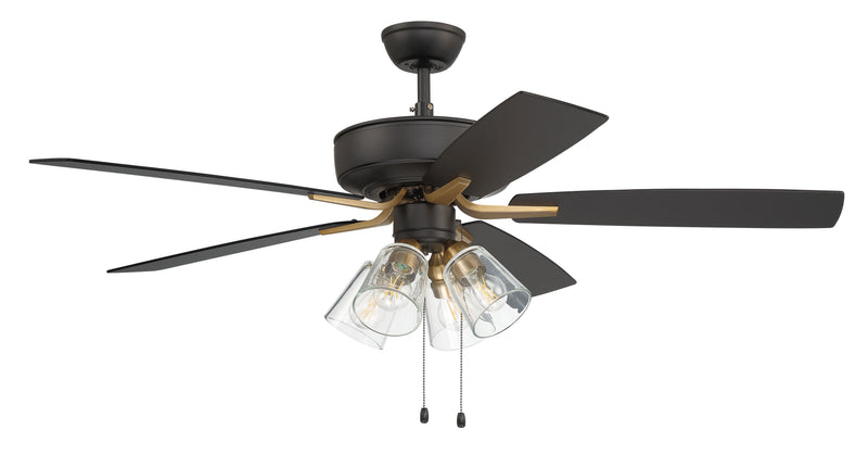 Craftmade P104FBSB5-52BWNFB Pro Plus 104 LED Ceiling Fan -Flat Black/Satin Brass