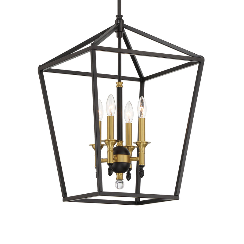 Minka Lavery Townhall 4 Light Pendant-Coal And Soft Brass