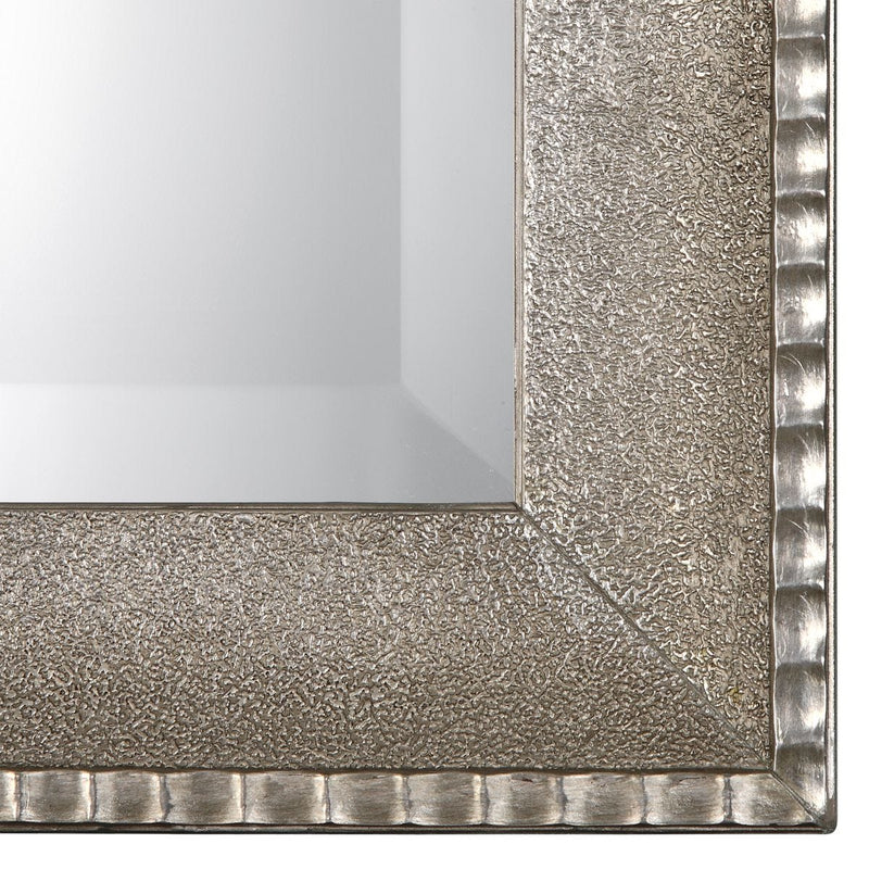 Silven Metallic Silver Mirror | Classic Rectangle Engineered Wood Frame Bathroom Vanity Mirror Mounted Vertical or Horizontal (24 in. W x 34 in. H x 2 in. D)