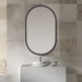 Orelis Matte Black Mirror | Modern Oval Engineered Polymer Frame Bathroom Vanity Mirror Mounted Vertical or Horizontal (20 in. W x 32 in. H x 1 in. D)