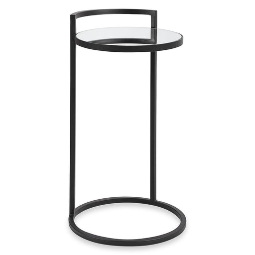 Rovik Accent Table | Matte Black and Mirrored Top (14 in. W x 26 in. H)
