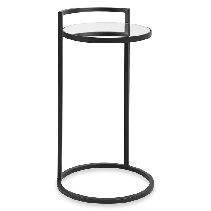 Rovik Accent Table | Matte Black and Mirrored Top (14 in. W x 26 in. H)