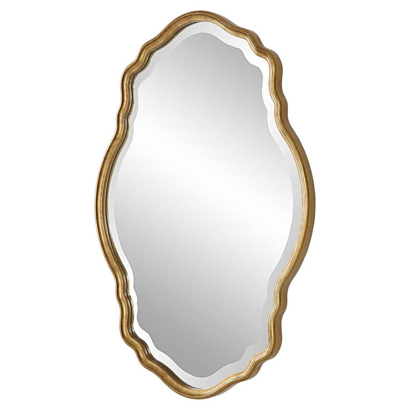 Lunava Rich Gold Mirror | Modern Oval Engineered Wood Frame Bathroom Vanity Mirror Mounted Vertical or Horizontal (22 in. W x 33 in. H x 1 in. D)