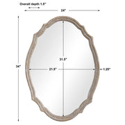 Brindle Mirror | Modern Oval Engineered Wood Frame Bathroom Vanity Mirror Mounted Vertical or Horizontal (24 in. W x 34 in. H x 2 in. D)