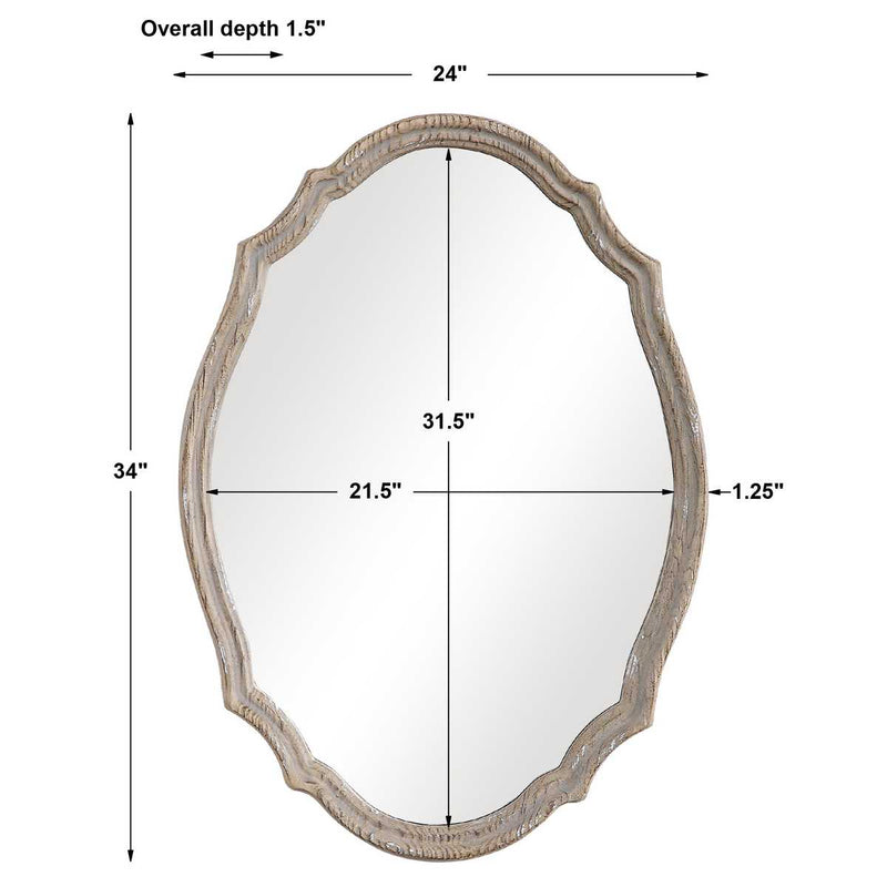 Brindle Mirror | Modern Oval Engineered Wood Frame Bathroom Vanity Mirror Mounted Vertical or Horizontal (24 in. W x 34 in. H x 2 in. D)