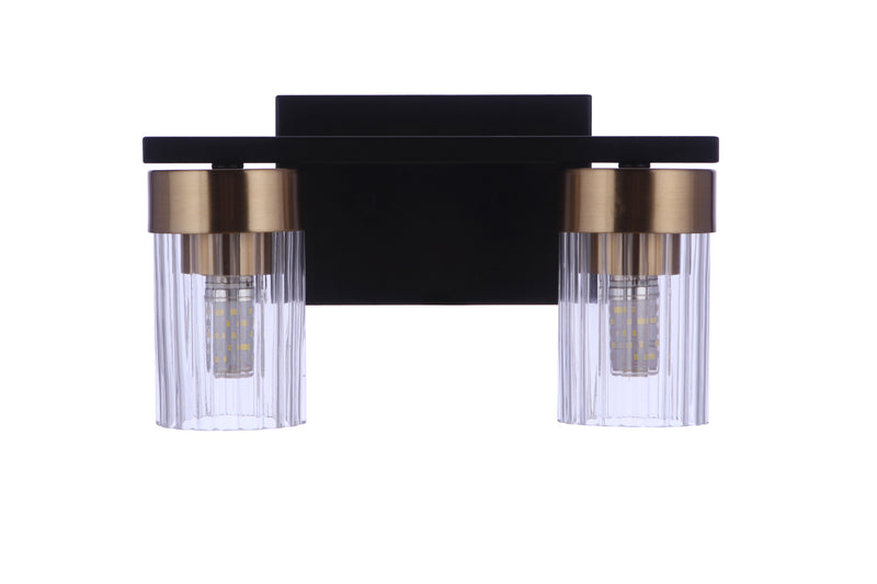 Craftmade 11811FBSB2 Bond Street 2 Light Bathroom Vanity Light -Flat Black/Satin Brass