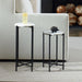 Crestan Accent Tables Set of 2 | Matte Black and White Marble Top (Medium: 11 in. W x 18 in. H; Large: 11 in. W x 22 in. H)
