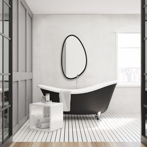 Ovalen Matte Black Mirror | Modern Engineered Polymer Frame Bathroom Vanity Mirror Mounted Vertical or Horizontal (24 in. W x 36 in. H x 2 in. D)