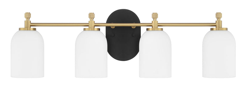 Craftmade 60304-FBSB Council 4 Light Bathroom Vanity Light -Flat Black/Satin Brass