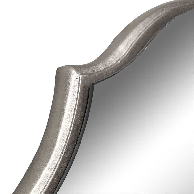 Domari Burnished Silver Mirror | Modern Oval Engineered Wood Frame Bathroom Vanity Mirror Mounted Vertical or Horizontal (20 in. W x 30 in. H x 1 in. D)