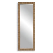 Seavell Coastal Mirror | Modern Rectangle Rattan Polymer Frame Mirror Mounted Vertical or Horizontal (25 in. W x 70 in. H x 2 in. D)