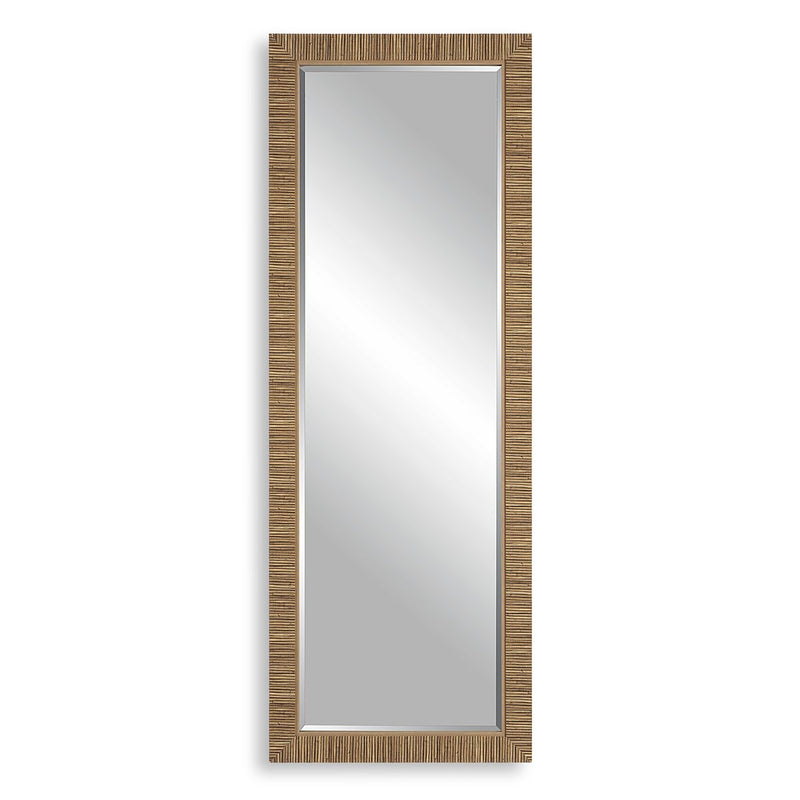 Seavell Coastal Mirror | Modern Rectangle Rattan Polymer Frame Mirror Mounted Vertical or Horizontal (25 in. W x 70 in. H x 2 in. D)