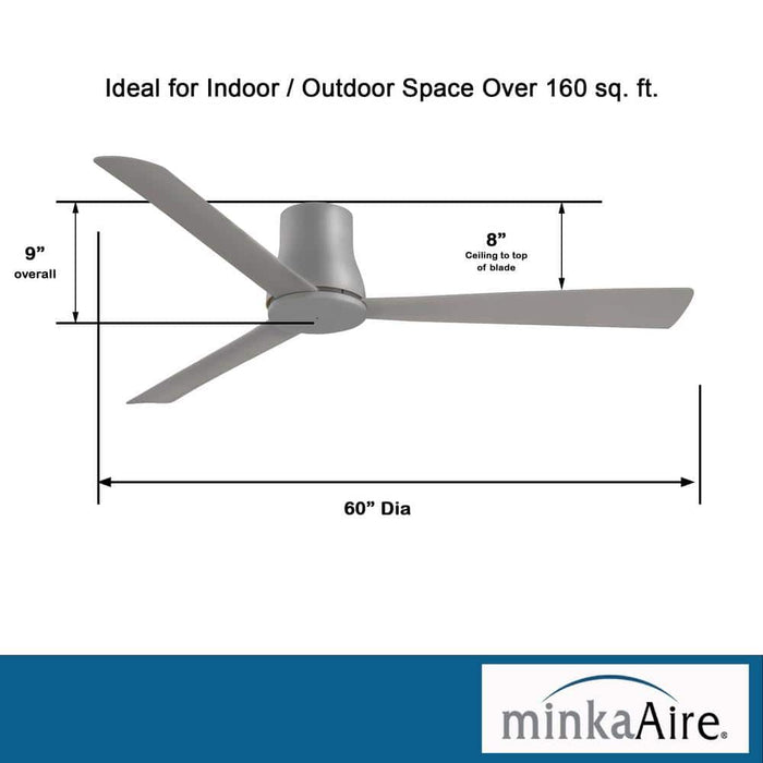 Minka Aire Simple Flush Hugger 60" Grey Outdoor Ceiling Fan with Remote