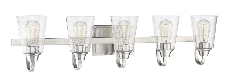 Craftmade 41905-BNK-CS Grace 5 Light Vanity -Brushed Polished Nickel (Clear Seeded Glass) - ALCOVE LIGHTING