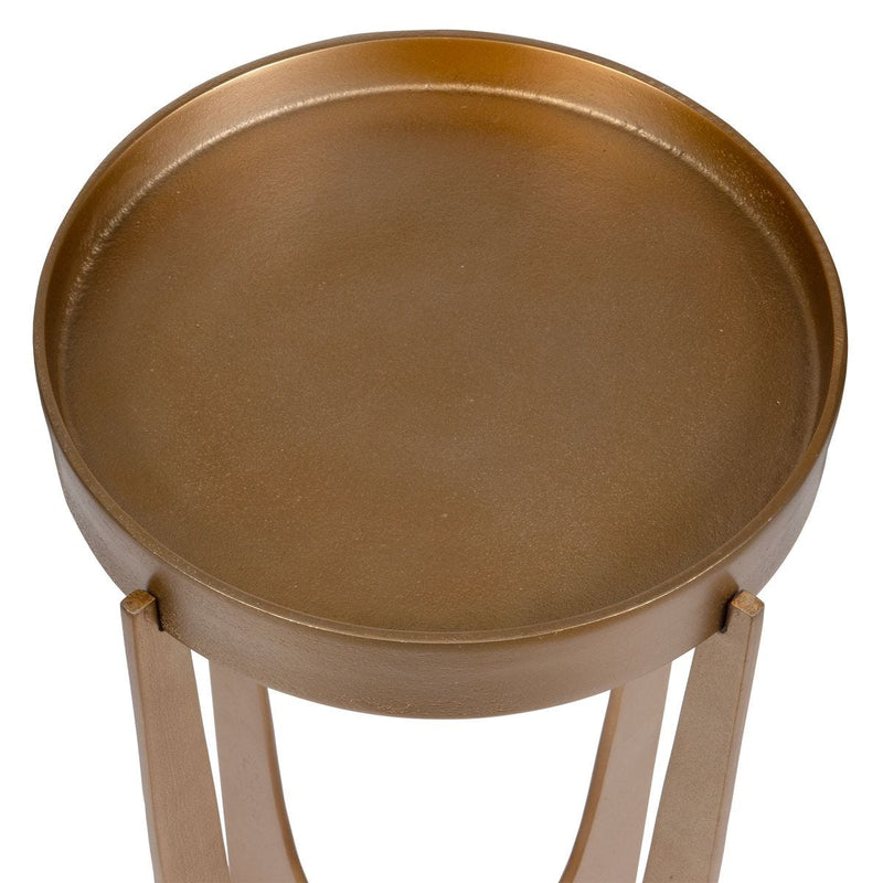 Velora Accent Table | Cast Aluminum and Old Brass Antique (12 in. W x 24 in. H)