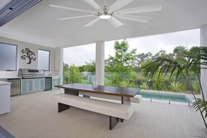 Minka Aire Future F756L-BNW 65-Inch Wet LED Outdoor Ceiling Fan in Brushed Nickel with Remote