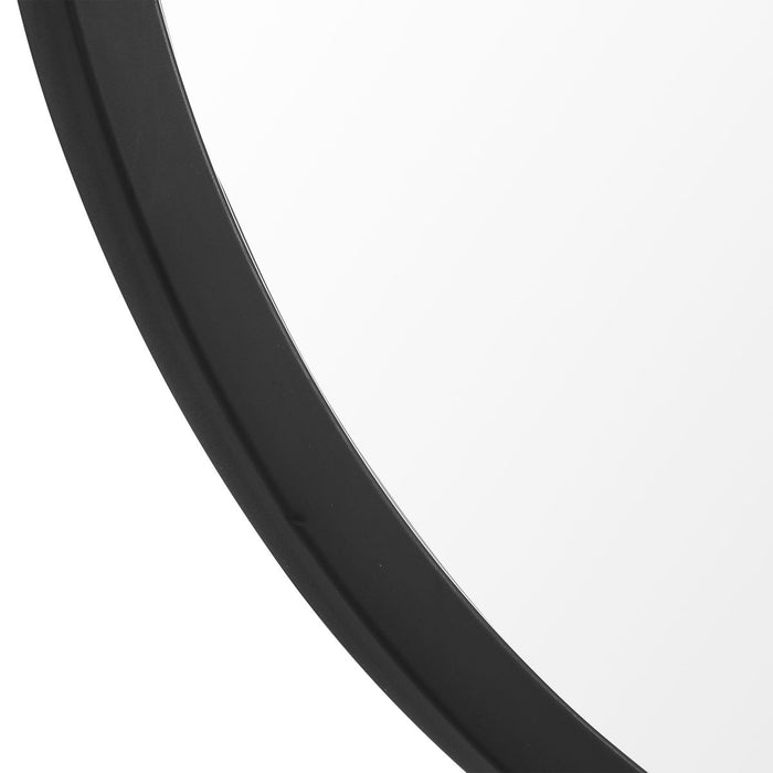 Orelis Matte Black Mirror | Modern Oval Engineered Polymer Frame Bathroom Vanity Mirror Mounted Vertical or Horizontal (20 in. W x 32 in. H x 1 in. D)