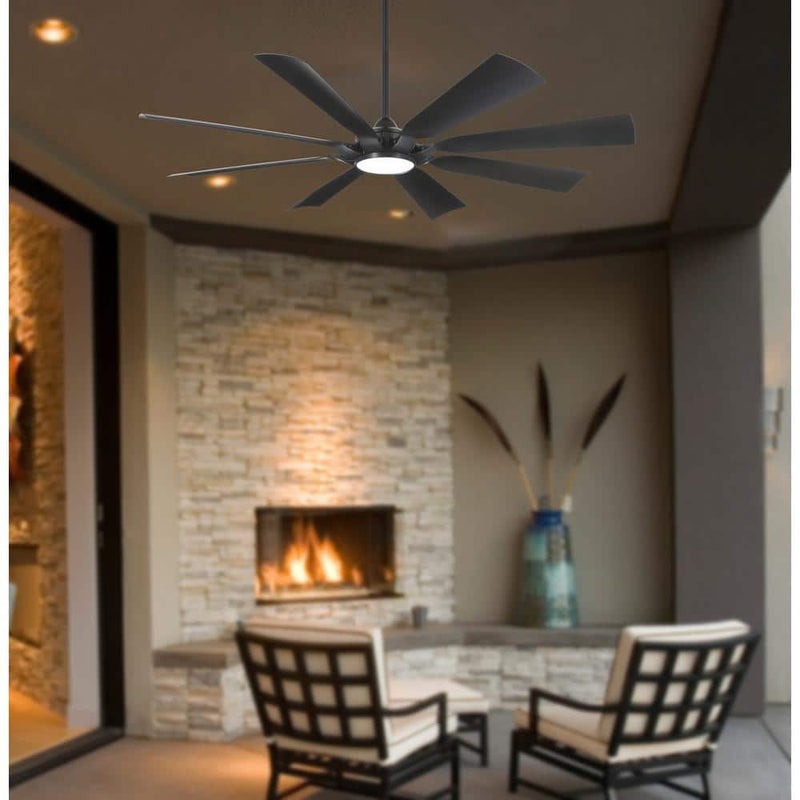 Minka Aire Future F756L-CL 65-Inch Wet LED Outdoor Ceiling Fan in Coal Black with Remote