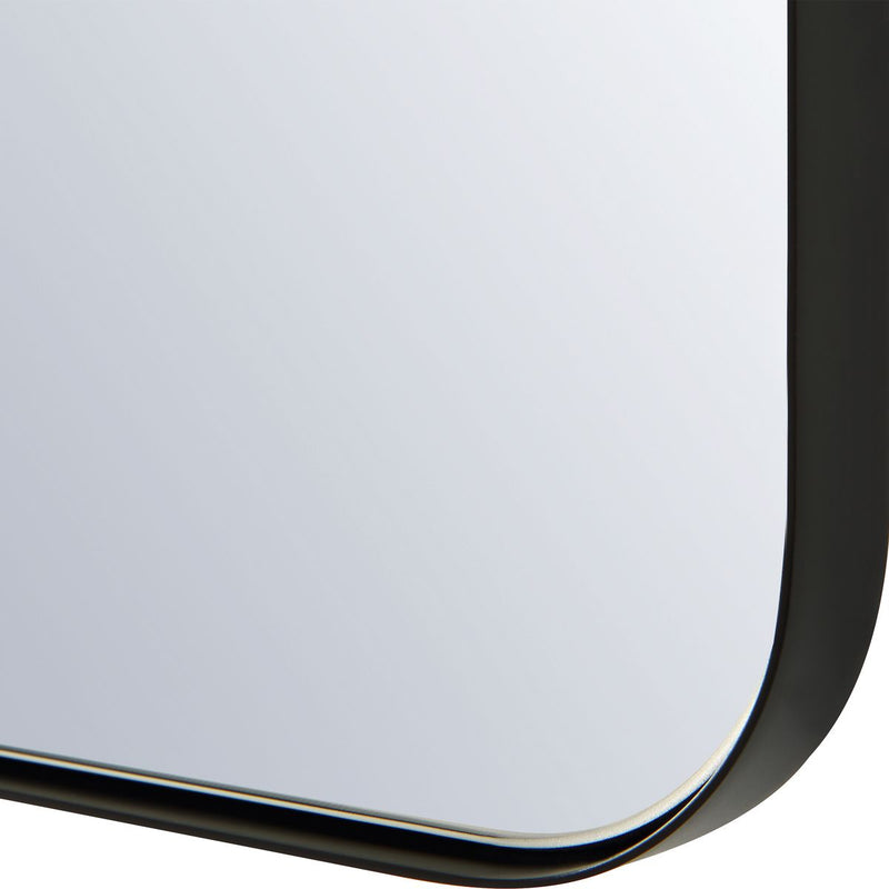 The Retrona Satin Black Mirror | Modern Arch Iron Frame Bathroom Vanity Mirror (22 in. W x 34 in. H x 1 in. D)