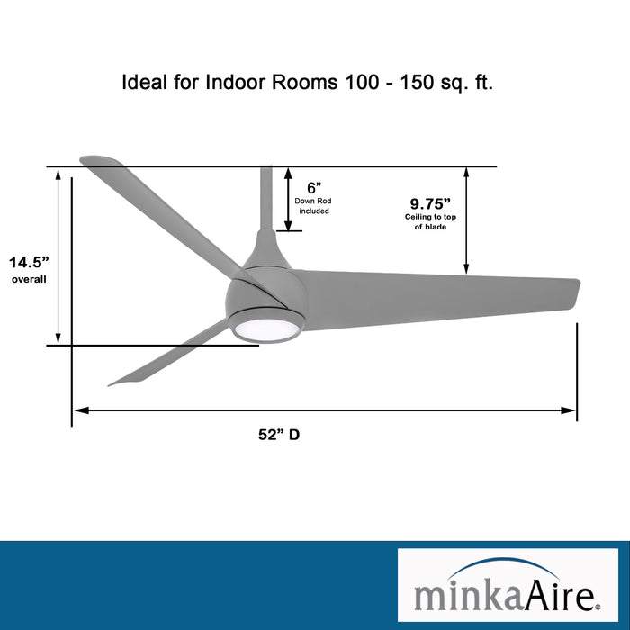 Minka Aire Twist 52" Grey LED Ceiling Fan with Remote Control