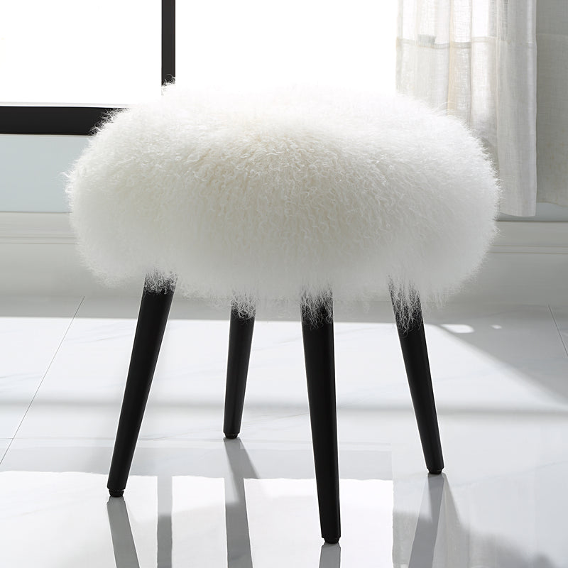 Uttermost Wooly Sheepskin Accent Stool - ALCOVE LIGHTING